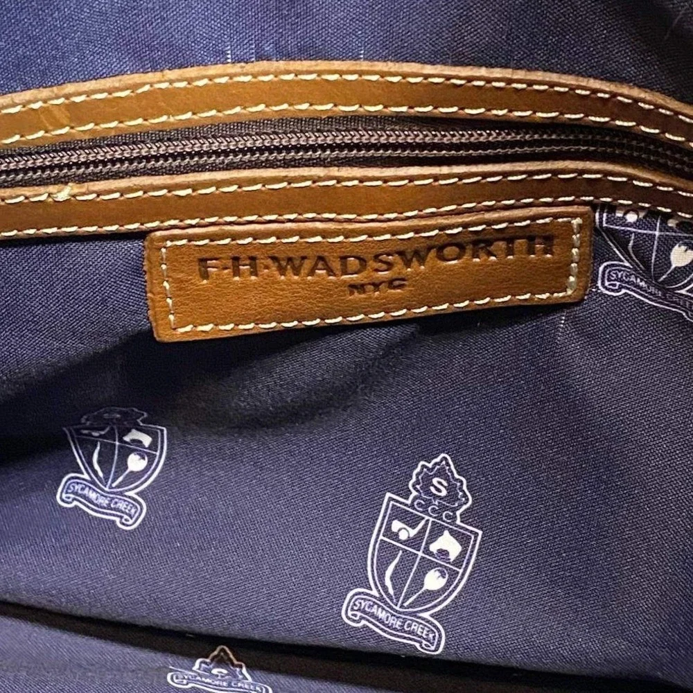 FH Wadsworth The Hampton Duffel Bag Sycamore Creek Navy Canvas Leather Weekender